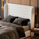 Ver imagem 2 de Cabeceira Estofada para Cama Box Casal Padrão Sasha 140cm Moderna Bouclê Branco - Abmaza