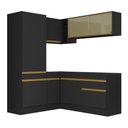 Ver imagem 7 de Armário de Cozinha Completa de Canto com Rodapé Veneza Multimóveis V2088 Preto/Dourado