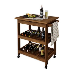 Mesa Gourmet Grade Carrinho de Churrasco W01 Tampo com Cerâmica Madeira Maciça Imbuia Clique Chique