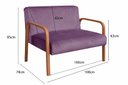 Ver imagem 7 de Conjunto Namoradeira + 1 Poltrona Anita Braço Madeira Decoração Recepção Sala - Veludo Roxo