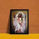 Ver imagem 1 de Quadro Decorativo Caboclo Pena branca 45x34cm - com Vidro:madeira Preta