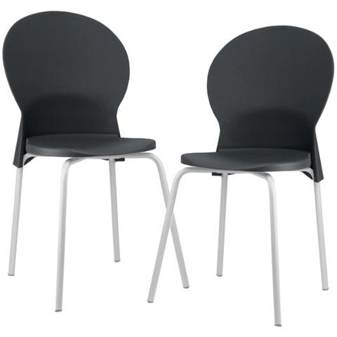 Kit 02 Cadeiras para Sala de Jantar Cozinha Mond F02 Base Aço Branco Preto - Lyam Decor