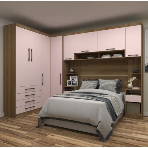 Guarda Roupa Modulado Casal 1,38 M de Canto Paris Luciane M06:rosa