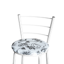 Ver imagem 2 de Jogo 3 Banqueta Baixa Para Cozinha Epoxi Branca Estofado Floral  Floral 
