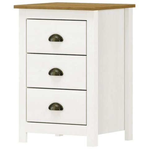Mesa de Cabeceira 3 Gav Madeira Maciça 46 Cm 9130 Branco Freijo Milani Store