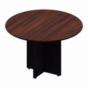 Ver imagem 2 de Mesa de Reunião Redonda 110cm x 110cm com 4 Lugares e Pés Painel para Escritório Corporate Marrom/Preto