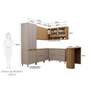 Ver imagem 2 de Cozinha Modulada Completa de Canto 8 Peças com Tampo e Banca Cinammon-freijó