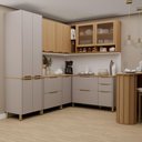 Ver imagem 4 de Cozinha Modulada Completa de Canto 8 Peças com Tampo e Banca Cinammon-freijó