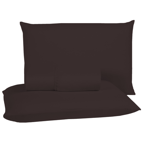 Roupa de Cama King Size 400 Fios 3 Peças Hotel Pousada Macio Acetinado:marrom