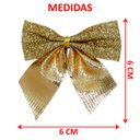 Ver imagem 4 de Kit 96 Enfeite Árvore Natal Laço Lacinho Gliter Dourado 6cm
