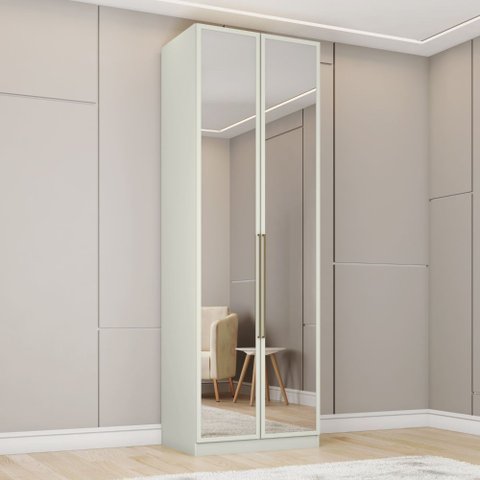Guarda-roupa Modulado 80cm 2 Portas com Espelho 3 Gavetas Seletto Henn - Areia Hp