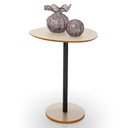 Ver imagem 1 de Mesa Lateral Orgânica Vitta Monopé com Pé de Aço – Mesa de Apoio Moderna Off White/cedro