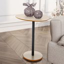 Ver imagem 3 de Mesa Lateral Orgânica Vitta Monopé com Pé de Aço – Mesa de Apoio Moderna Off White/cedro