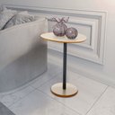 Ver imagem 7 de Mesa Lateral Orgânica Vitta Monopé com Pé de Aço – Mesa de Apoio Moderna Off White/cedro