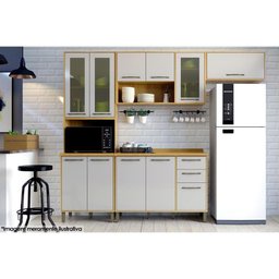 Armário Aéreo Cozinha Modulado Áustria c/ 1 Porta Basculante Cinamomo/Grafite - Valdemóveis - 8