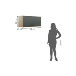 Armário Aéreo Cozinha Modulado Áustria c/ 1 Porta Basculante Cinamomo/Grafite - Valdemóveis - 5