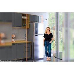 Armário Aéreo Cozinha Modulado Áustria c/ 1 Porta Basculante Cinamomo/Grafite - Valdemóveis - 6