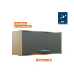 Armário Aéreo Cozinha Modulado Áustria c/ 1 Porta Basculante Cinamomo/Grafite - Valdemóveis - 4