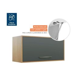 Armário Aéreo Cozinha Modulado Áustria c/ 1 Porta Basculante Cinamomo/Grafite - Valdemóveis - 3