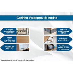 Armário Aéreo Cozinha Modulado Áustria c/ 1 Porta Basculante Cinamomo/Grafite - Valdemóveis - 2