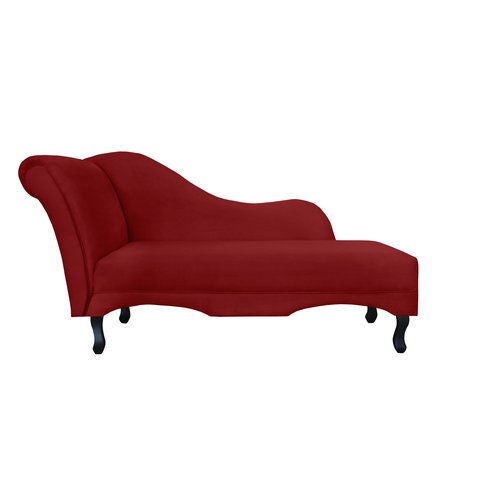 Recamier Decorativo Divã Olivia Couro Vermelho Pés Madeira Ms Decor