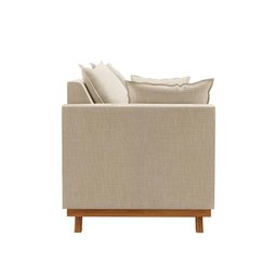 Sofá Moderno Pés Em Madeira Maciça 4 Lugares Linho Bege Muniz Cromos - 5