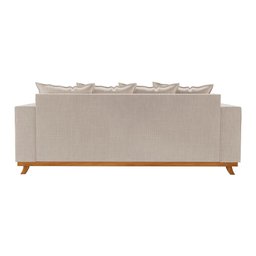 Sofá Moderno Pés Em Madeira Maciça 4 Lugares Linho Bege Muniz Cromos - 6