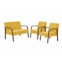 Ver imagem 1 de Conjunto Luna 1 Poltrona 2 Lugares e 2 Poltronas de 1 Lugar Braço Madeira D Salla Suede Amarelo