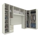 Ver imagem 2 de Quarto Modulado de Canto Casal com Cabeceira Queen 6 Peças 10 Portas Seletto Henn - Areia Hp