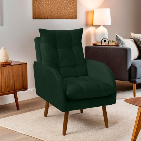 Poltrona Decorativa para Sala de Estar e Recepção Vanessa Veludo - Sofa Store:veludo Verde
