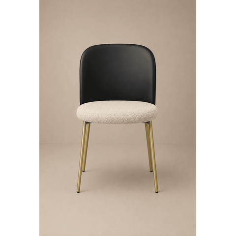 Cadeira Elegance Ayla Base de Ferro Diversas Cores Jantar Penteadeira Salão Recepção - Corino Preto