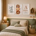 Ver imagem 2 de Kit Quadros Infantil com Nome - Jesus Pastor:30x45/Moldura Branca