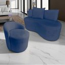 Ver imagem 1 de Kit Namoradeira + Poltrona Yara Orgânica Veludo Azul Marinho