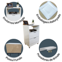 Ver imagem 4 de Mesa de Cabeceira 40cm Branco 2 Gavetas 1 Nicho com Rodinhas Quarto Cama (montada) (puxador Prata)