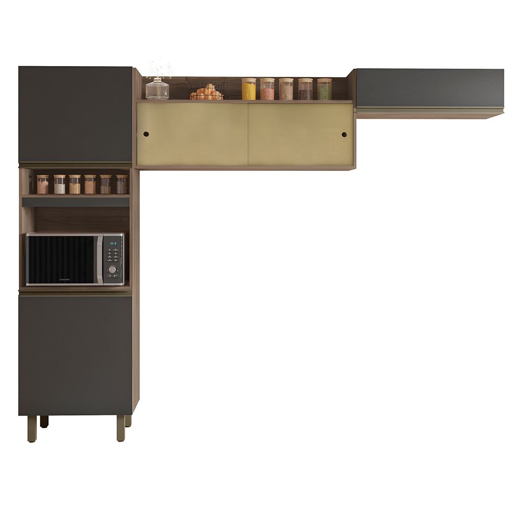 Cozinha Compacta Porto com Nicho Para Micro-ondas 5 portas Poliman Móveis