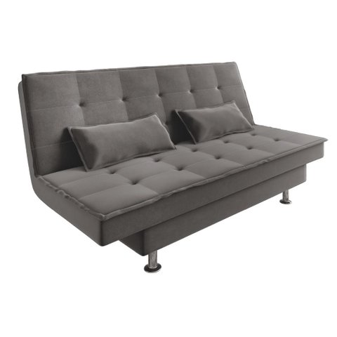 Sofá Cama 3 Lugares 1,84m Andradas Veludo Suede Cinza Mamflex