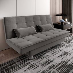 Sofá Cama 3 Lugares 1,84m Andradas Veludo Suede Cinza Mamflex - 1