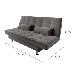 Sofá Cama 3 Lugares 1,84m Andradas Veludo Suede Cinza Mamflex - 3