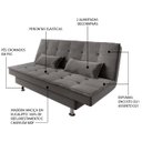 Ver imagem 6 de Sofá Cama 3 Lugares 1,84m Andradas Veludo Suede Cinza Mamflex