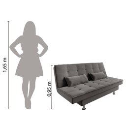 Sofá Cama 3 Lugares 1,84m Andradas Veludo Suede Cinza Mamflex - 7