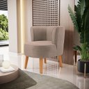 Ver imagem 1 de Cadeira Moderna Estofada para Recepção Clinica Tecido Veludo Macia Pés de Madeira Resistente