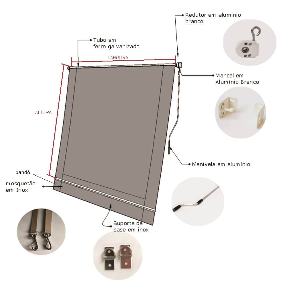 Toldo Cortina Cinza c/ visor - 2,00m x 1,50m - kit completo - 4