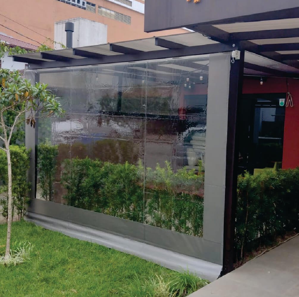 Toldo Cortina Cinza c/ visor - 2,00m x 1,50m - kit completo