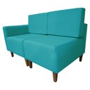 Ver imagem 2 de Poltrona Decorativa Alicia Lado Direito Suede Azul Tifany Pés Madeira Mz Decor