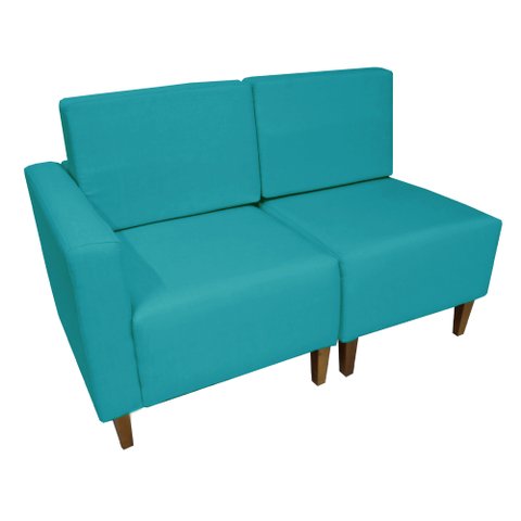 Poltrona Decorativa Alicia Lado Direito Suede Azul Tifany Pés Madeira Mz Decor