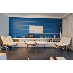 Kit Poltrona Costela com Puff Luxo Linho Cru Sala Quarto Escritório - 11