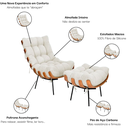 Ver imagem 7 de Kit Poltrona Costela com Puff Luxo Linho Cru Sala Quarto Escritório