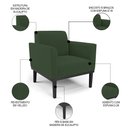 Ver imagem 3 de Sofá Namoradeira e 1 Poltrona Base Madeira Preto Maressa Veludo Verde - Ibiza