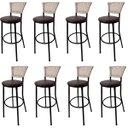 Ver imagem 1 de Kit 8 Banquetas Bistrô Aço Junco Marfim Assento Marrom