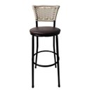 Ver imagem 3 de Kit 8 Banquetas Bistrô Aço Junco Marfim Assento Marrom